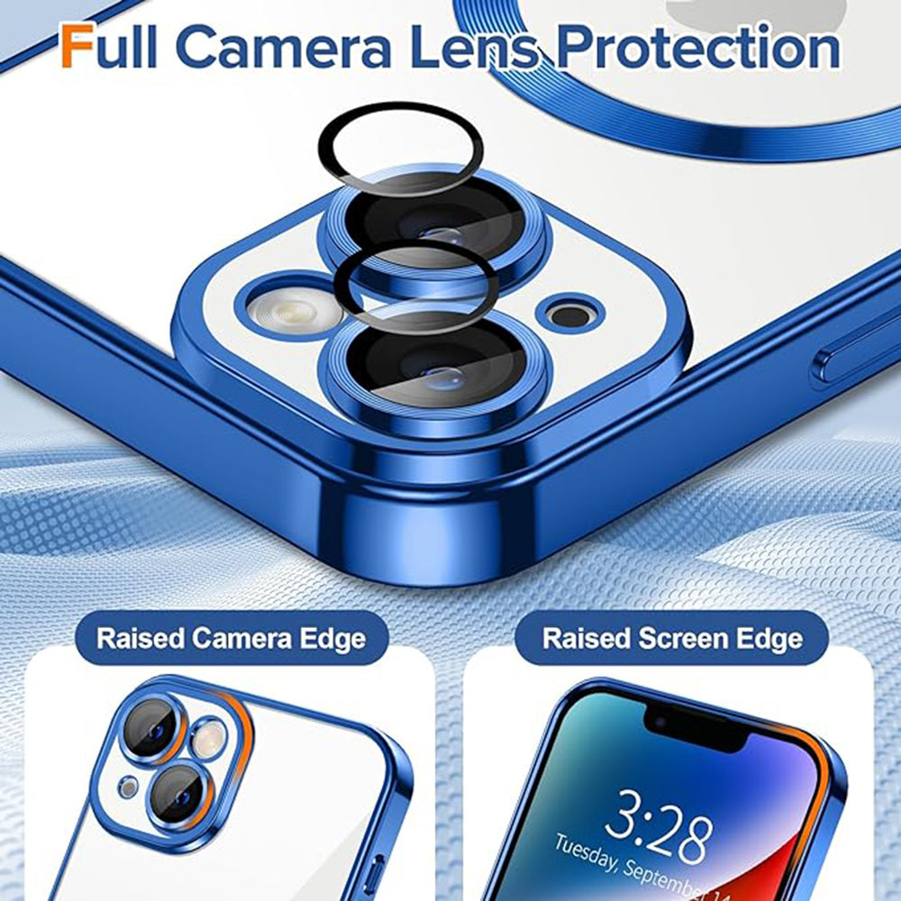 Husa de protectie Techsuit Luxury Crystal MagSafecompatibila cu Apple iPhone 14, acoperire spate, albastru inchis