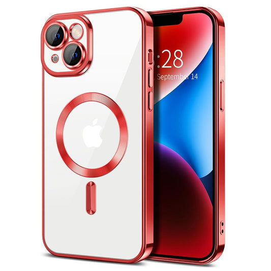 Husa de protectie Techsuit Luxury Crystal MagSafecompatibila cu Apple iPhone 14, acoperire spate, rosu