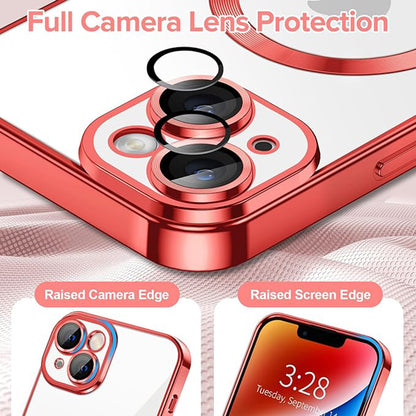 Husa de protectie Techsuit Luxury Crystal MagSafecompatibila cu Apple iPhone 14, acoperire spate, rosu