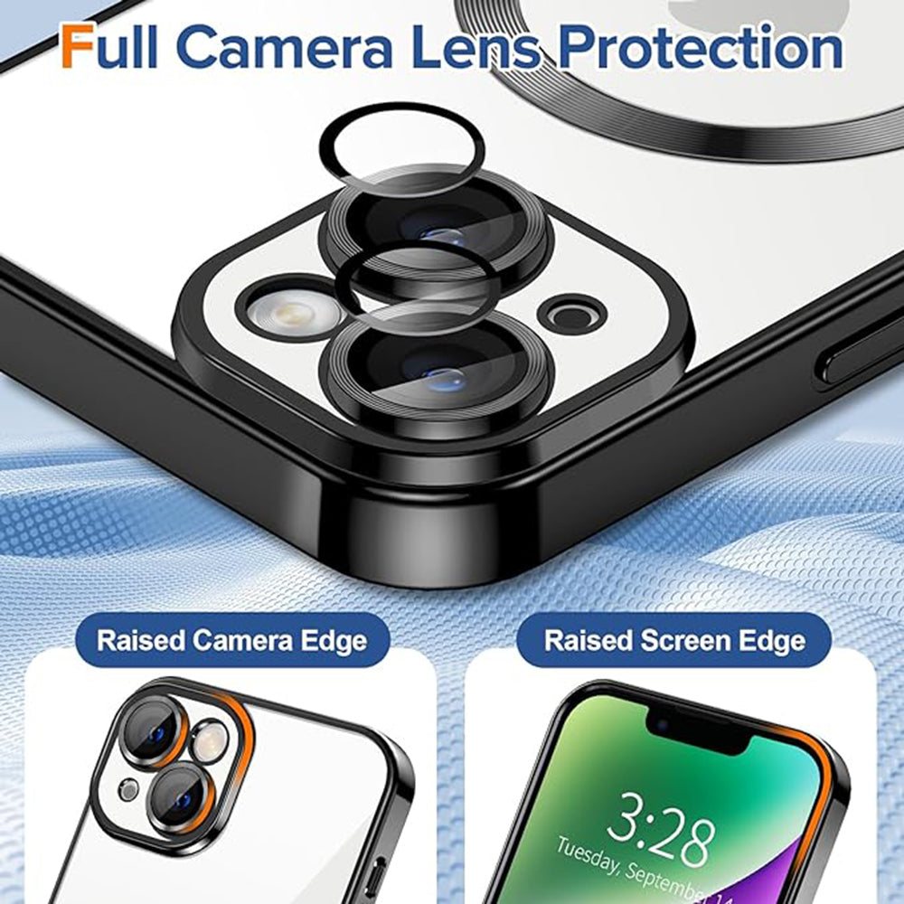 Husa de protectie Techsuit Luxury Crystal MagSafecompatibila cu Apple iPhone 14, acoperire spate, negru