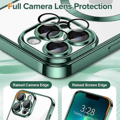 Husa de protectie Techsuit Luxury Crystal MagSafecompatibila cu Apple iPhone 13 Pro Max, acoperire spate, verde forest