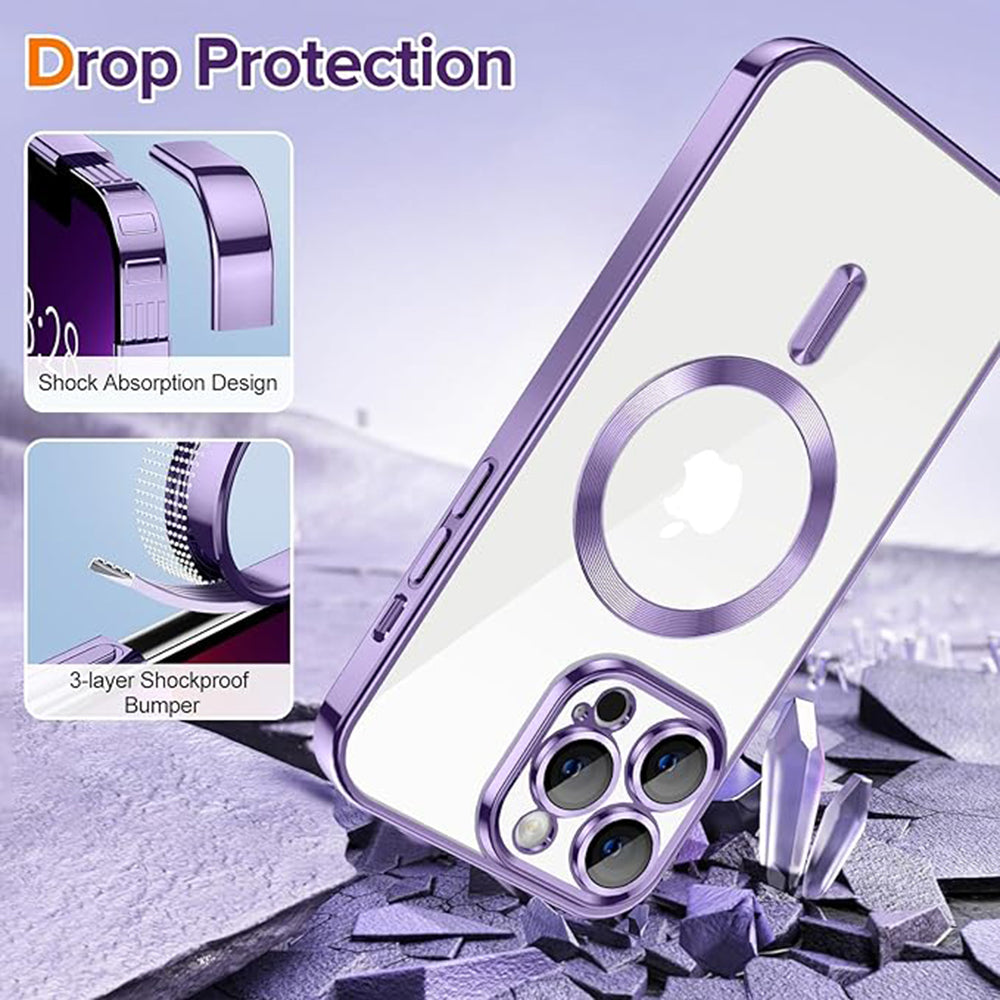 Husa de protectie Techsuit Luxury Crystal MagSafecompatibila cu Apple iPhone 13 Pro Max, acoperire spate, mov deschis