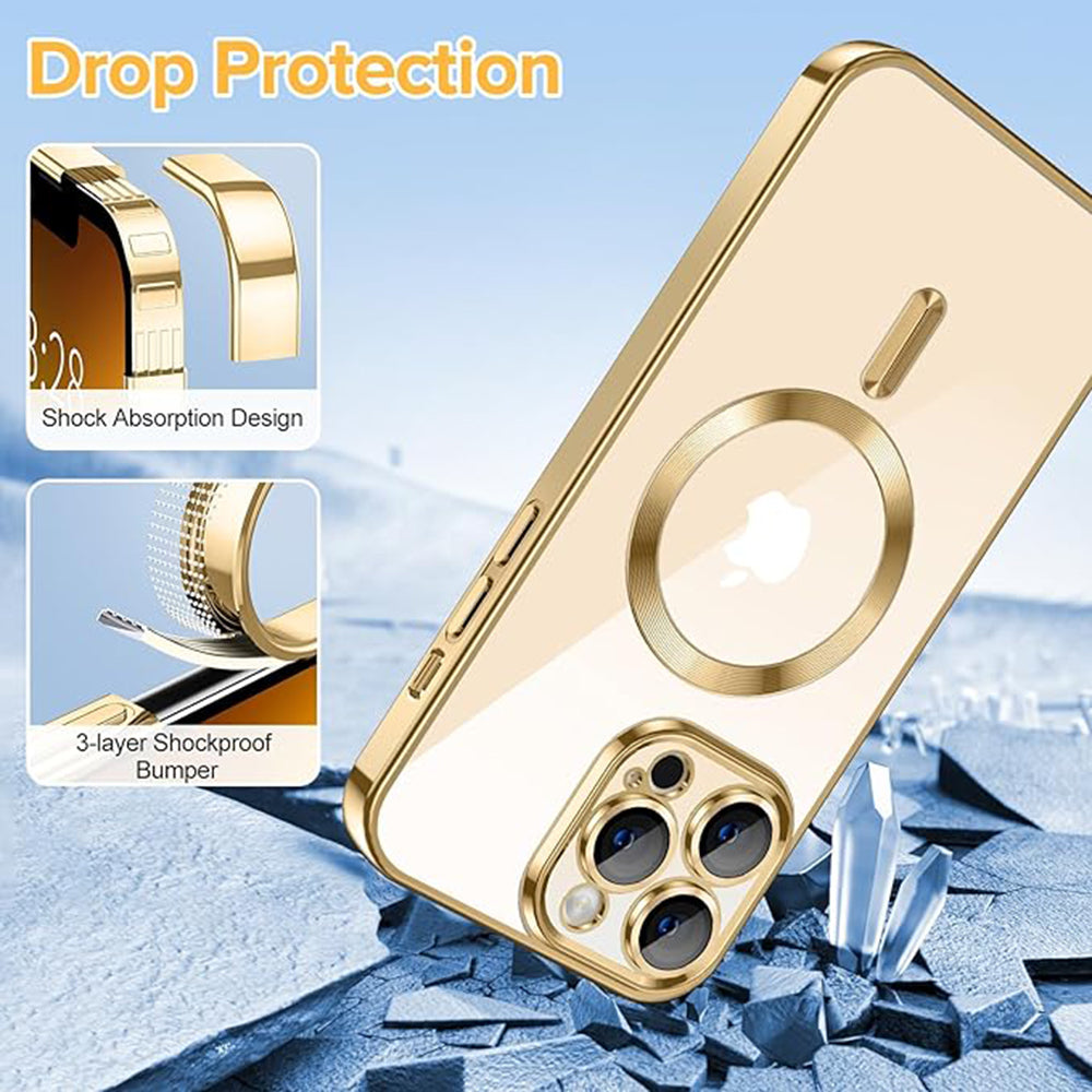 Husa de protectie Techsuit Luxury Crystal MagSafecompatibila cu Apple iPhone 13 Pro Max, acoperire spate, rose gold