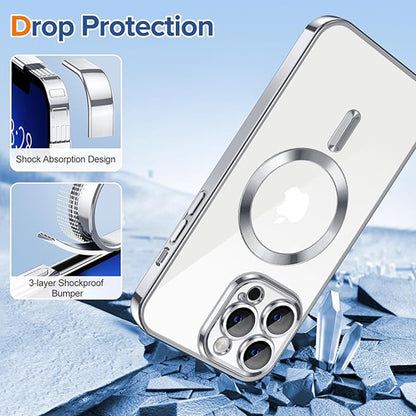 Husa de protectie Techsuit Luxury Crystal MagSafecompatibila cu Apple iPhone 13 Pro Max, acoperire spate, argintiu