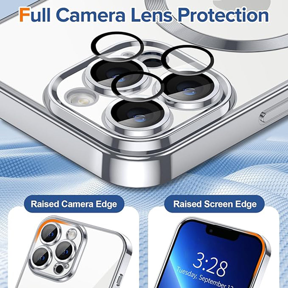 Husa de protectie Techsuit Luxury Crystal MagSafecompatibila cu Apple iPhone 13 Pro Max, acoperire spate, argintiu