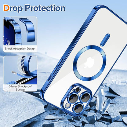 Husa de protectie Techsuit Luxury Crystal MagSafecompatibila cu Apple iPhone 13 Pro Max, acoperire spate, albastru inchis