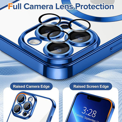 Husa de protectie Techsuit Luxury Crystal MagSafecompatibila cu Apple iPhone 13 Pro Max, acoperire spate, albastru inchis