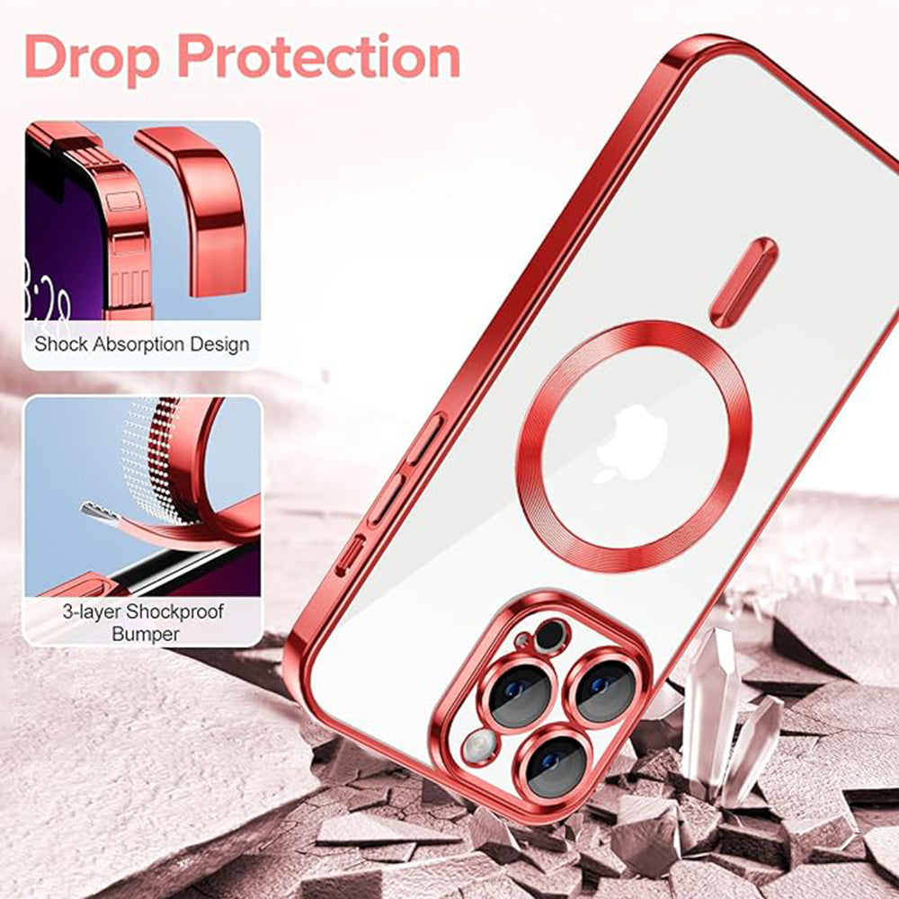 Husa de protectie Techsuit Luxury Crystal MagSafecompatibila cu Apple iPhone 13 Pro Max, acoperire spate, rosu