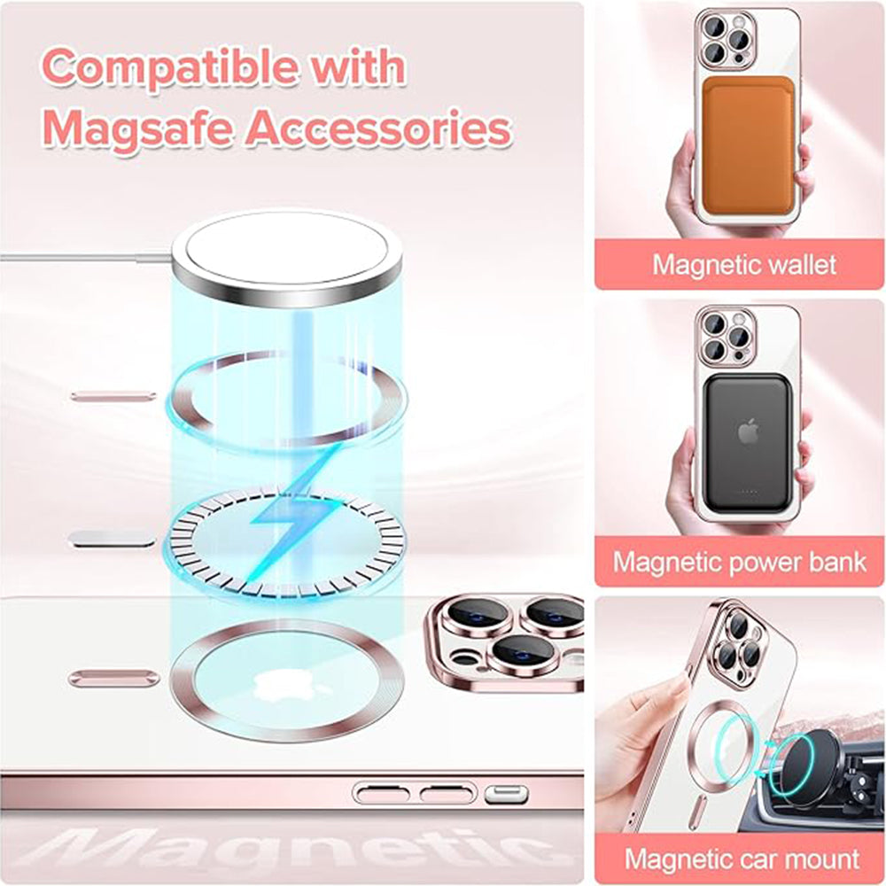 Husa de protectie Techsuit Luxury Crystal MagSafecompatibila cu Apple iPhone 13 Pro Max, acoperire spate, roz