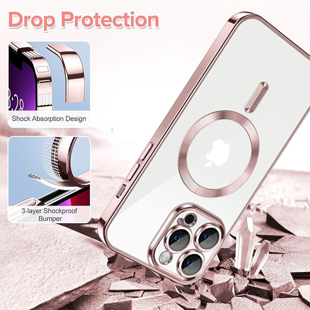 Husa de protectie Techsuit Luxury Crystal MagSafecompatibila cu Apple iPhone 13 Pro Max, acoperire spate, roz