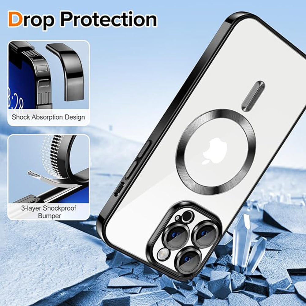 Husa de protectie Techsuit Luxury Crystal MagSafecompatibila cu Apple iPhone 13 Pro Max, acoperire spate, negru