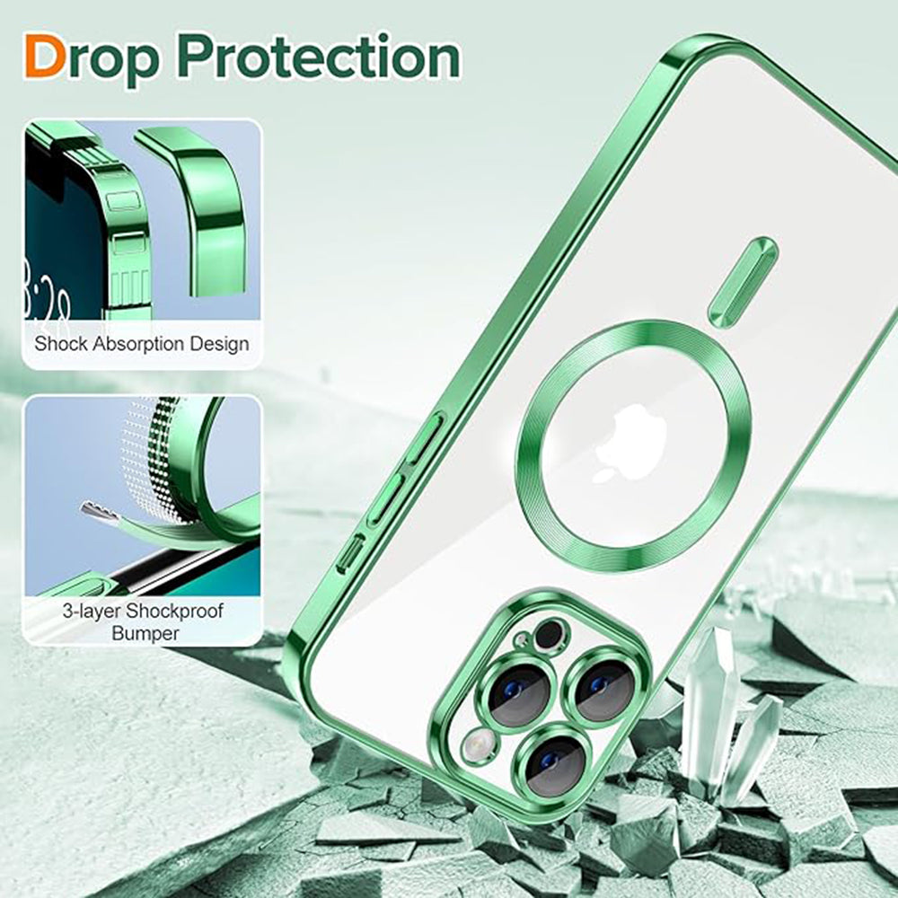 Husa de protectie Techsuit Luxury Crystal MagSafecompatibila cu Apple iPhone 13 Pro, acoperire spate, verde kaki