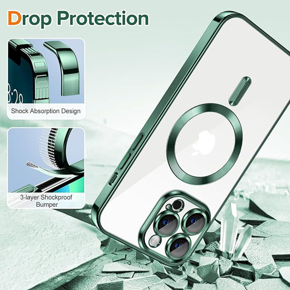Husa de protectie Techsuit Luxury Crystal MagSafecompatibila cu Apple iPhone 13 Pro, acoperire spate, verde forest