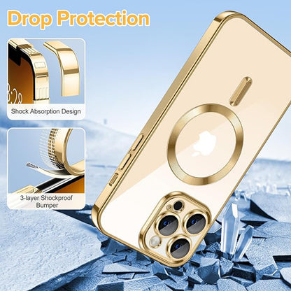 Husa de protectie Techsuit Luxury Crystal MagSafecompatibila cu Apple iPhone 13 Pro, acoperire spate, rose gold
