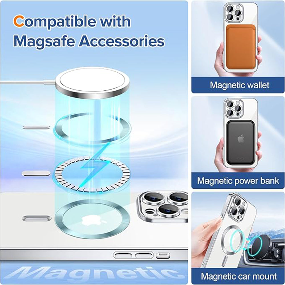 Husa de protectie Techsuit Luxury Crystal MagSafecompatibila cu Apple iPhone 13 Pro, acoperire spate, argintiu