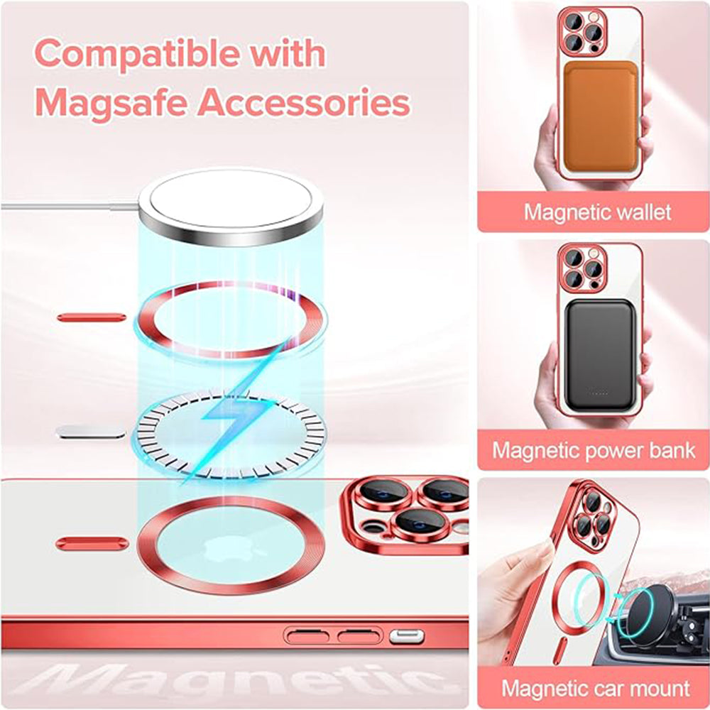 Husa de protectie Techsuit Luxury Crystal MagSafecompatibila cu Apple iPhone 13 Pro, acoperire spate, rosu