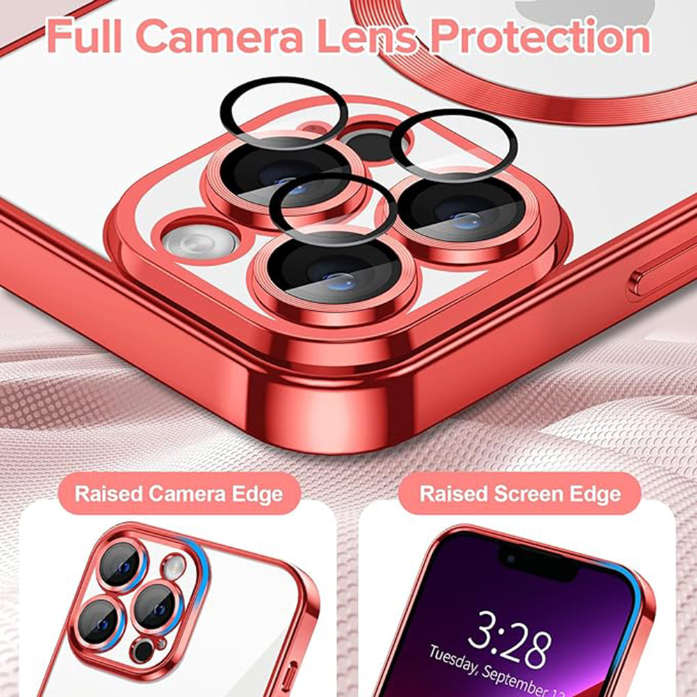 Husa de protectie Techsuit Luxury Crystal MagSafecompatibila cu Apple iPhone 13 Pro, acoperire spate, rosu