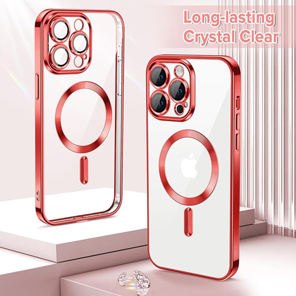 Husa de protectie Techsuit Luxury Crystal MagSafecompatibila cu Apple iPhone 13 Pro, acoperire spate, rosu
