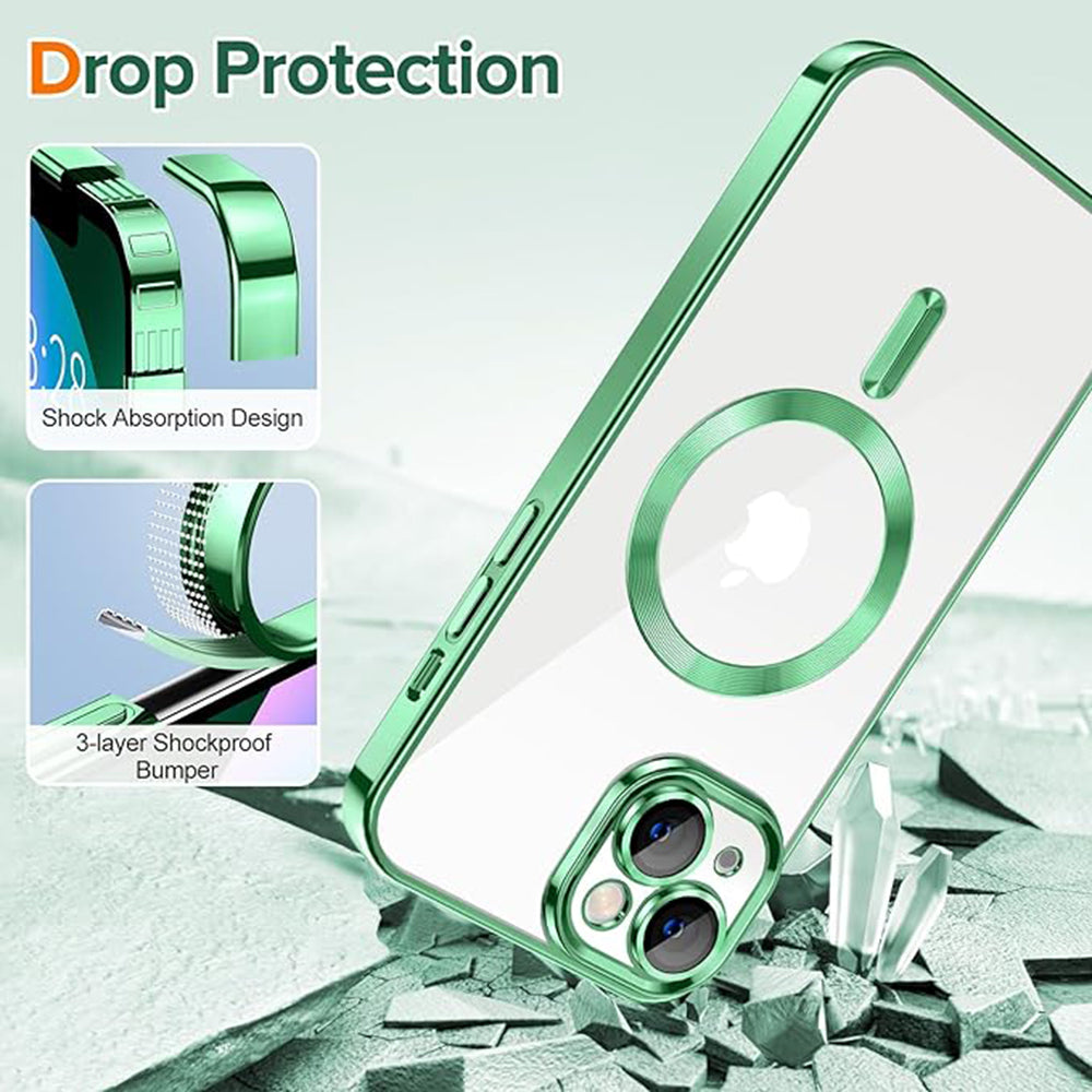 Husa de protectie Techsuit Luxury Crystal MagSafecompatibila cu Apple iPhone 13, acoperire spate, verde kaki