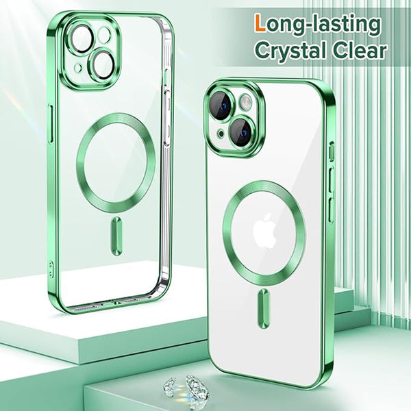 Husa de protectie Techsuit Luxury Crystal MagSafecompatibila cu Apple iPhone 13, acoperire spate, verde kaki