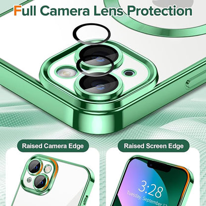 Husa de protectie Techsuit Luxury Crystal MagSafecompatibila cu Apple iPhone 13, acoperire spate, verde kaki