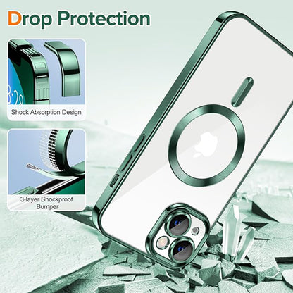 Husa de protectie Techsuit Luxury Crystal MagSafecompatibila cu Apple iPhone 13, acoperire spate, verde forest