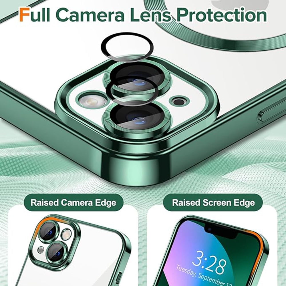 Husa de protectie Techsuit Luxury Crystal MagSafecompatibila cu Apple iPhone 13, acoperire spate, verde forest