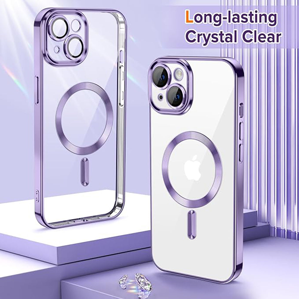 Husa de protectie Techsuit Luxury Crystal MagSafecompatibila cu Apple iPhone 13, acoperire spate, mov deschis