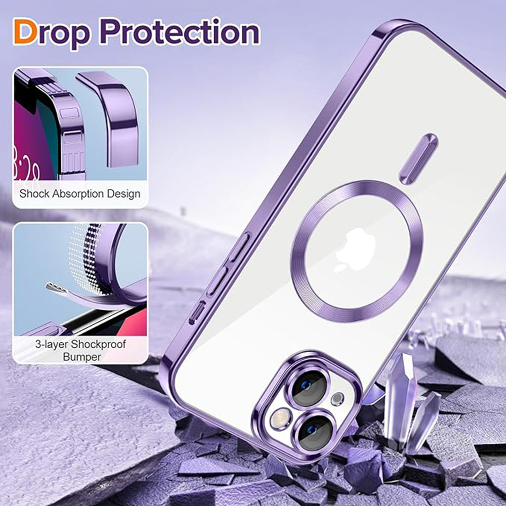 Husa de protectie Techsuit Luxury Crystal MagSafecompatibila cu Apple iPhone 13, acoperire spate, mov deschis