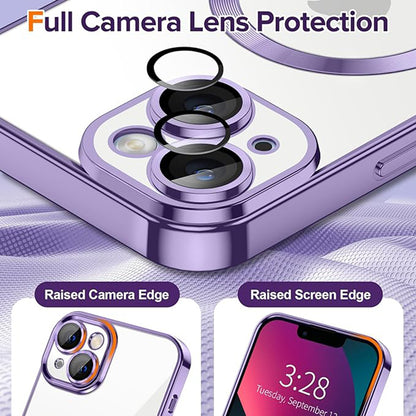 Husa de protectie Techsuit Luxury Crystal MagSafecompatibila cu Apple iPhone 13, acoperire spate, mov deschis