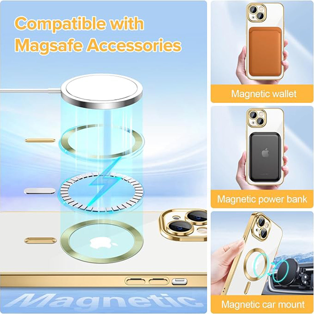 Husa de protectie Techsuit Luxury Crystal MagSafecompatibila cu Apple iPhone 13, acoperire spate, rose gold
