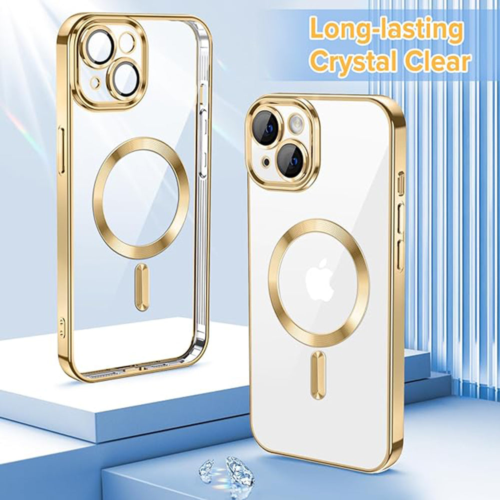 Husa de protectie Techsuit Luxury Crystal MagSafecompatibila cu Apple iPhone 13, acoperire spate, rose gold