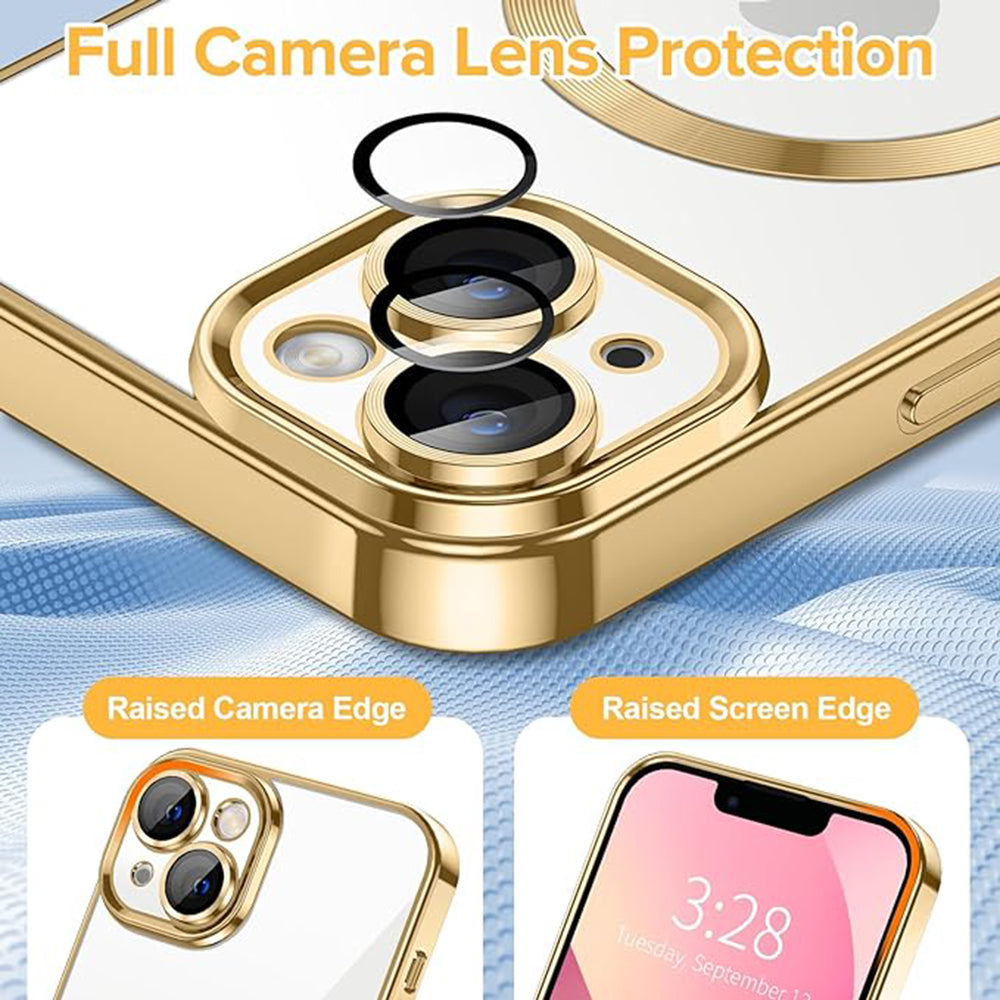 Husa de protectie Techsuit Luxury Crystal MagSafecompatibila cu Apple iPhone 13, acoperire spate, rose gold