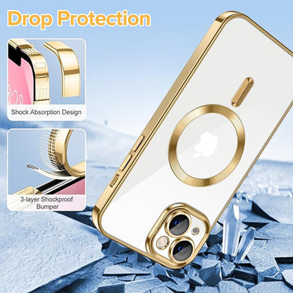 Husa de protectie Techsuit Luxury Crystal MagSafecompatibila cu Apple iPhone 13, acoperire spate, rose gold
