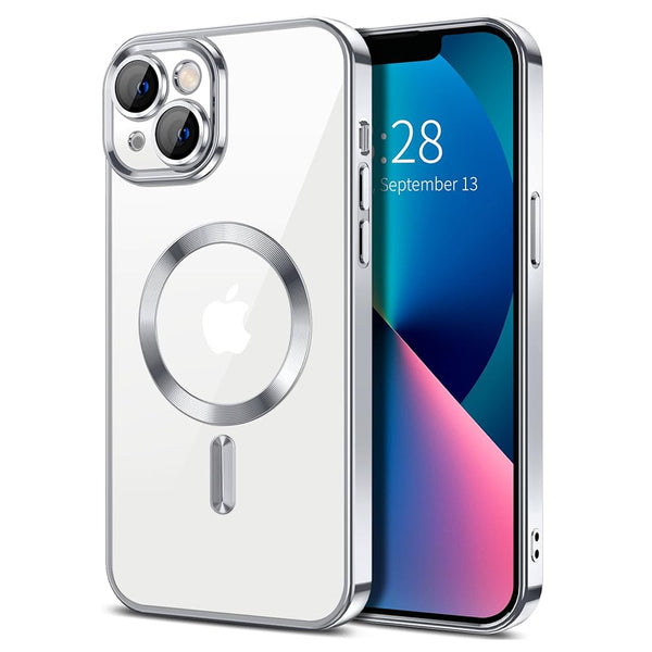 Husa de protectie Techsuit Luxury Crystal MagSafecompatibila cu Apple iPhone 13, acoperire spate, argintiu