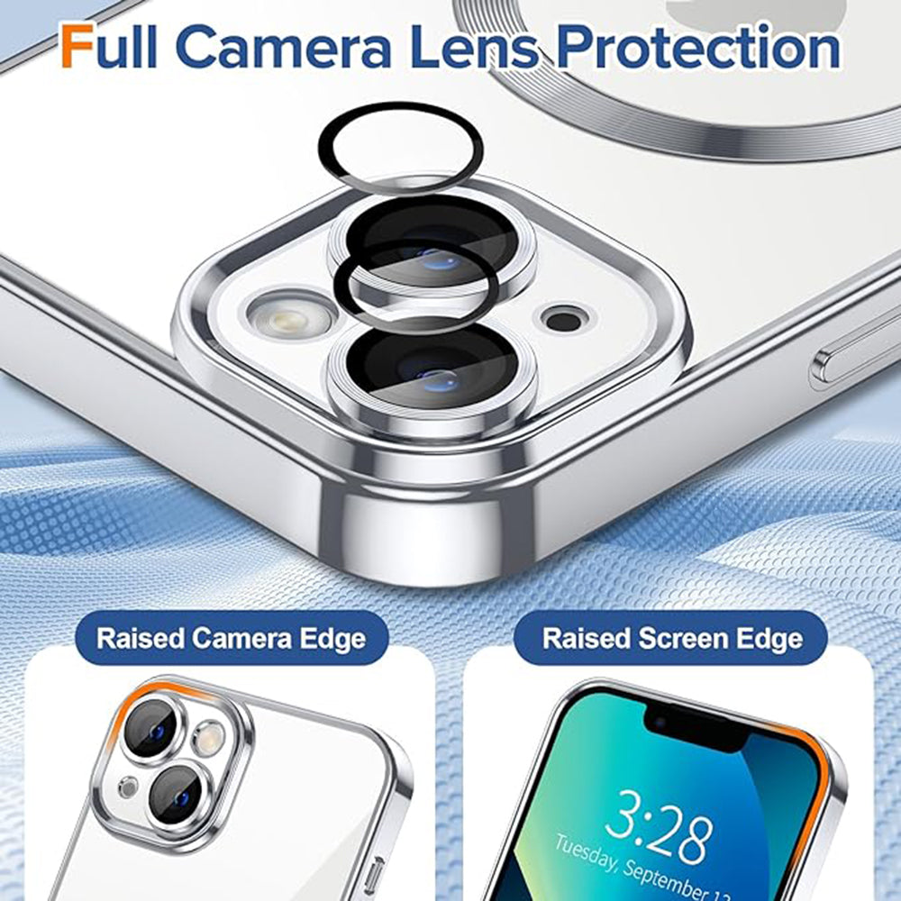 Husa de protectie Techsuit Luxury Crystal MagSafecompatibila cu Apple iPhone 13, acoperire spate, argintiu