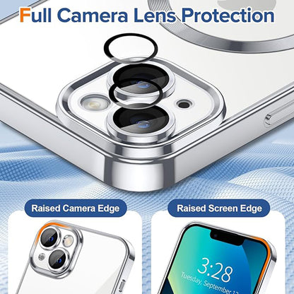 Husa de protectie Techsuit Luxury Crystal MagSafecompatibila cu Apple iPhone 13, acoperire spate, argintiu