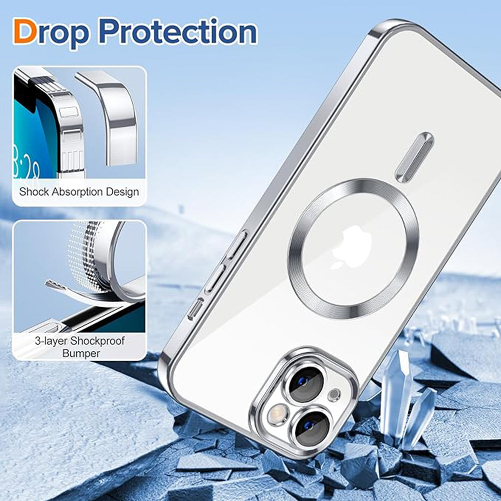 Husa de protectie Techsuit Luxury Crystal MagSafecompatibila cu Apple iPhone 13, acoperire spate, argintiu