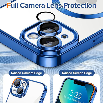 Husa de protectie Techsuit Luxury Crystal MagSafecompatibila cu Apple iPhone 13, acoperire spate, albastru inchis