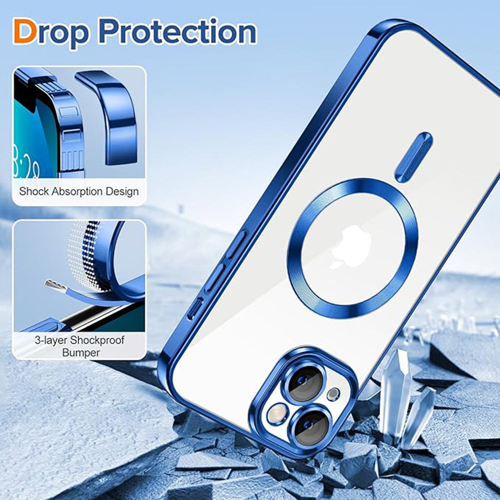 Husa de protectie Techsuit Luxury Crystal MagSafecompatibila cu Apple iPhone 13, acoperire spate, albastru inchis