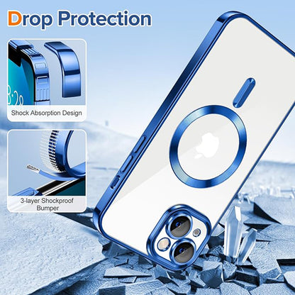 Husa de protectie Techsuit Luxury Crystal MagSafecompatibila cu Apple iPhone 13, acoperire spate, albastru inchis