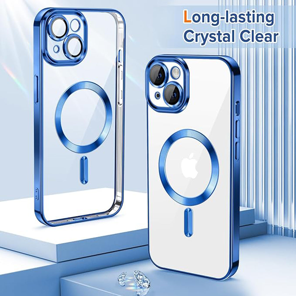 Husa de protectie Techsuit Luxury Crystal MagSafecompatibila cu Apple iPhone 13, acoperire spate, albastru inchis