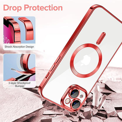 Husa de protectie Techsuit Luxury Crystal MagSafecompatibila cu Apple iPhone 13, acoperire spate, rosu