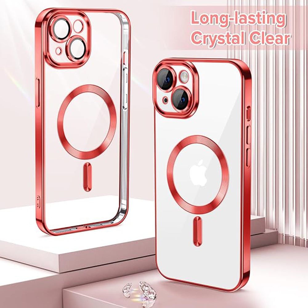 Husa de protectie Techsuit Luxury Crystal MagSafecompatibila cu Apple iPhone 13, acoperire spate, rosu