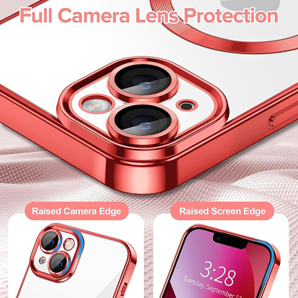 Husa de protectie Techsuit Luxury Crystal MagSafecompatibila cu Apple iPhone 13, acoperire spate, rosu