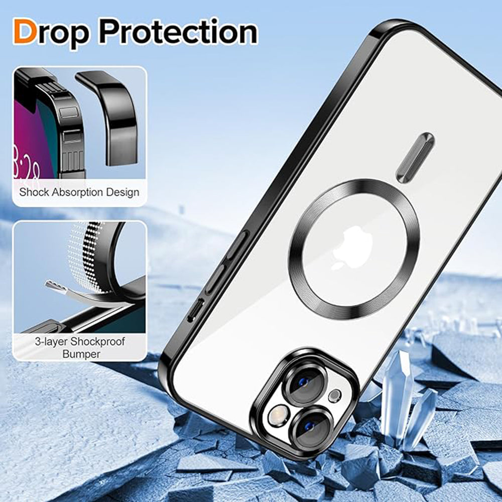 Husa de protectie Techsuit Luxury Crystal MagSafecompatibila cu Apple iPhone 13, acoperire spate, negru