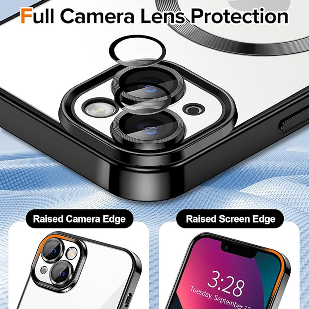 Husa de protectie Techsuit Luxury Crystal MagSafecompatibila cu Apple iPhone 13, acoperire spate, negru