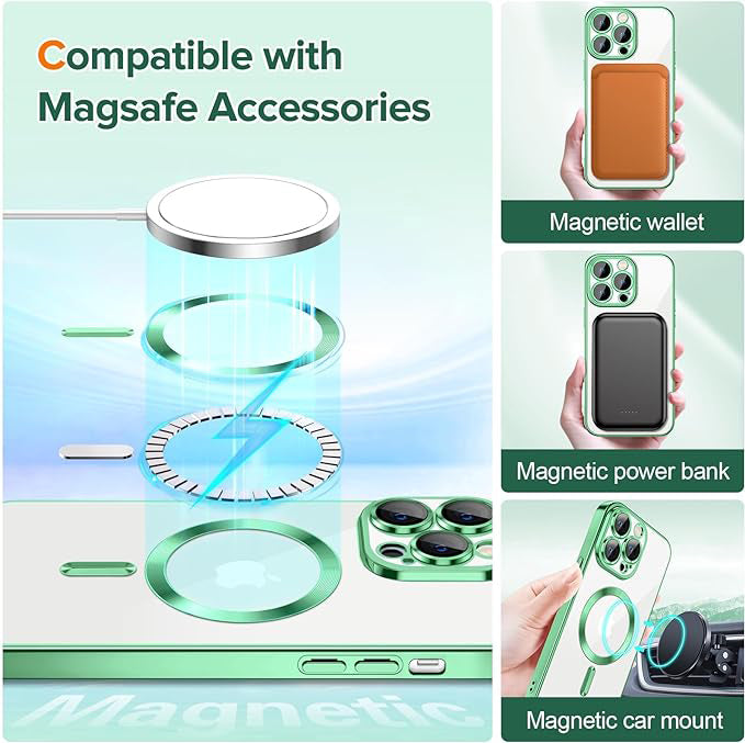 Husa de protectie Techsuit Luxury Crystal MagSafecompatibila cu Apple iPhone 12 Pro, acoperire spate, verde kaki