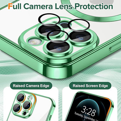 Husa de protectie Techsuit Luxury Crystal MagSafecompatibila cu Apple iPhone 12 Pro, acoperire spate, verde kaki