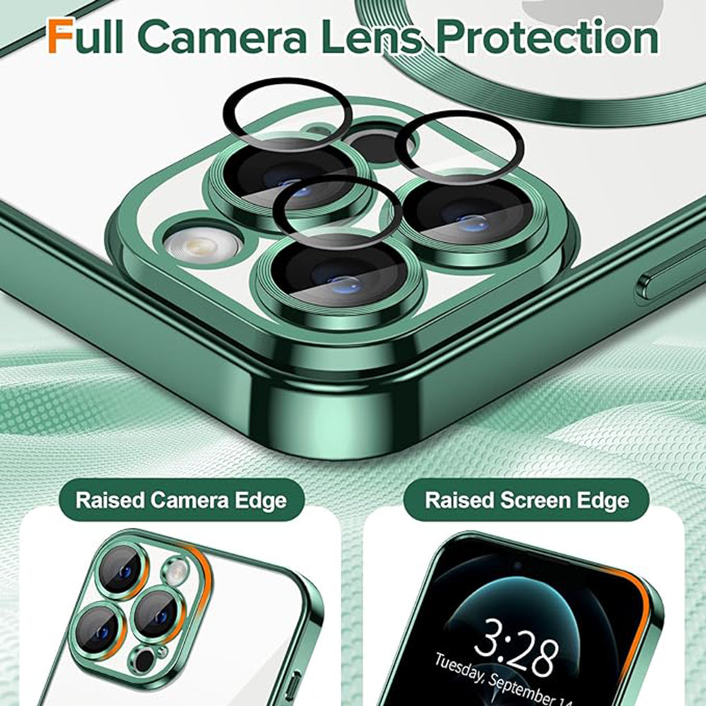 Husa de protectie Techsuit Luxury Crystal MagSafecompatibila cu Apple iPhone 12 Pro, acoperire spate, verde forest